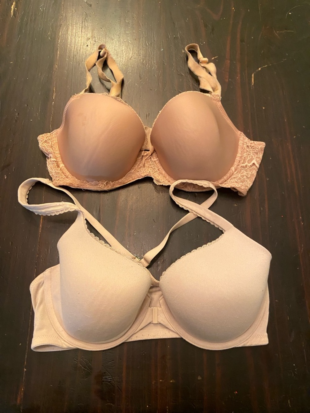 Victoria's Secret Beige and Light Nude T-Shirt Bras. Size 34 D. Super comfy.